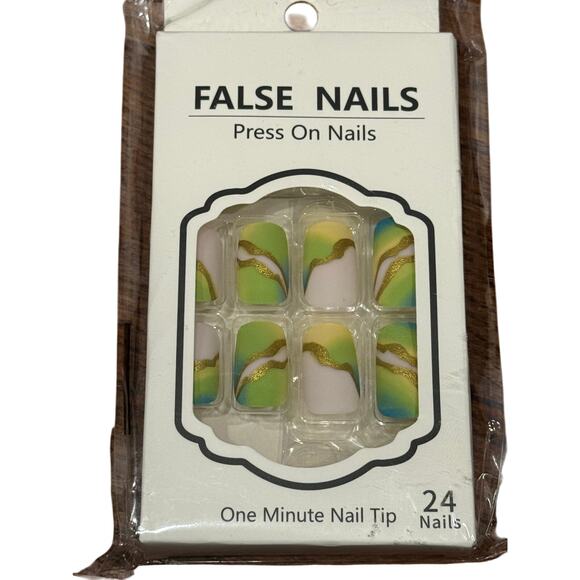 New Press On Nails Bundle of 3 Ghostface Horror Blue & Green Marble Reusable - Picture 9 of 16